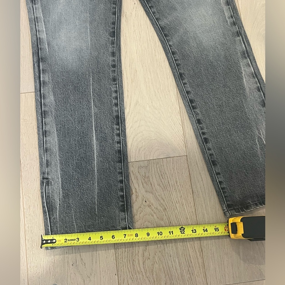GOOD AMERICAN Good Boy Side Slit Straight Jeans Black Gray Wash size 8/29 - Picture 8 of 11
